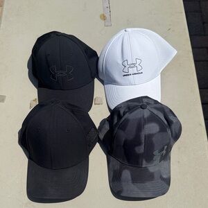 Under Armour Four-Pack Caps in Black, White & Gray Camo size L/Xl
